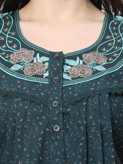 Polyester Viscose Designer Nighty Green