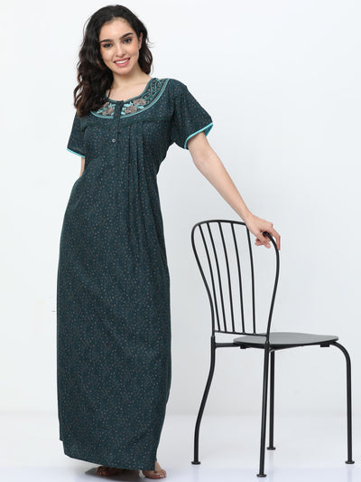 Polyester Viscose Designer Nighty Green