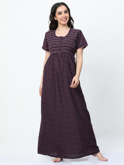 Polyester Viscose Designer Nighty Wine