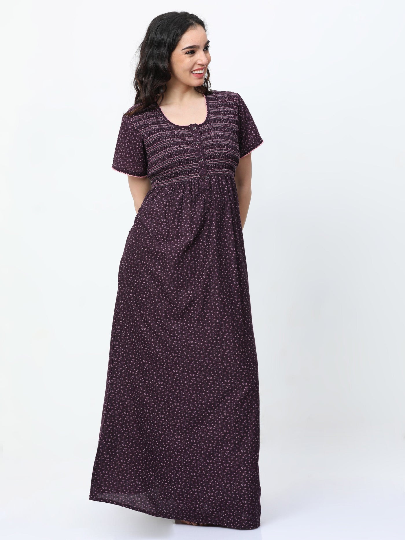 Polyester Viscose Designer Nighty Wine