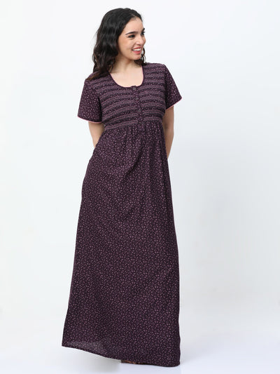 Polyester Viscose Designer Nighty Wine