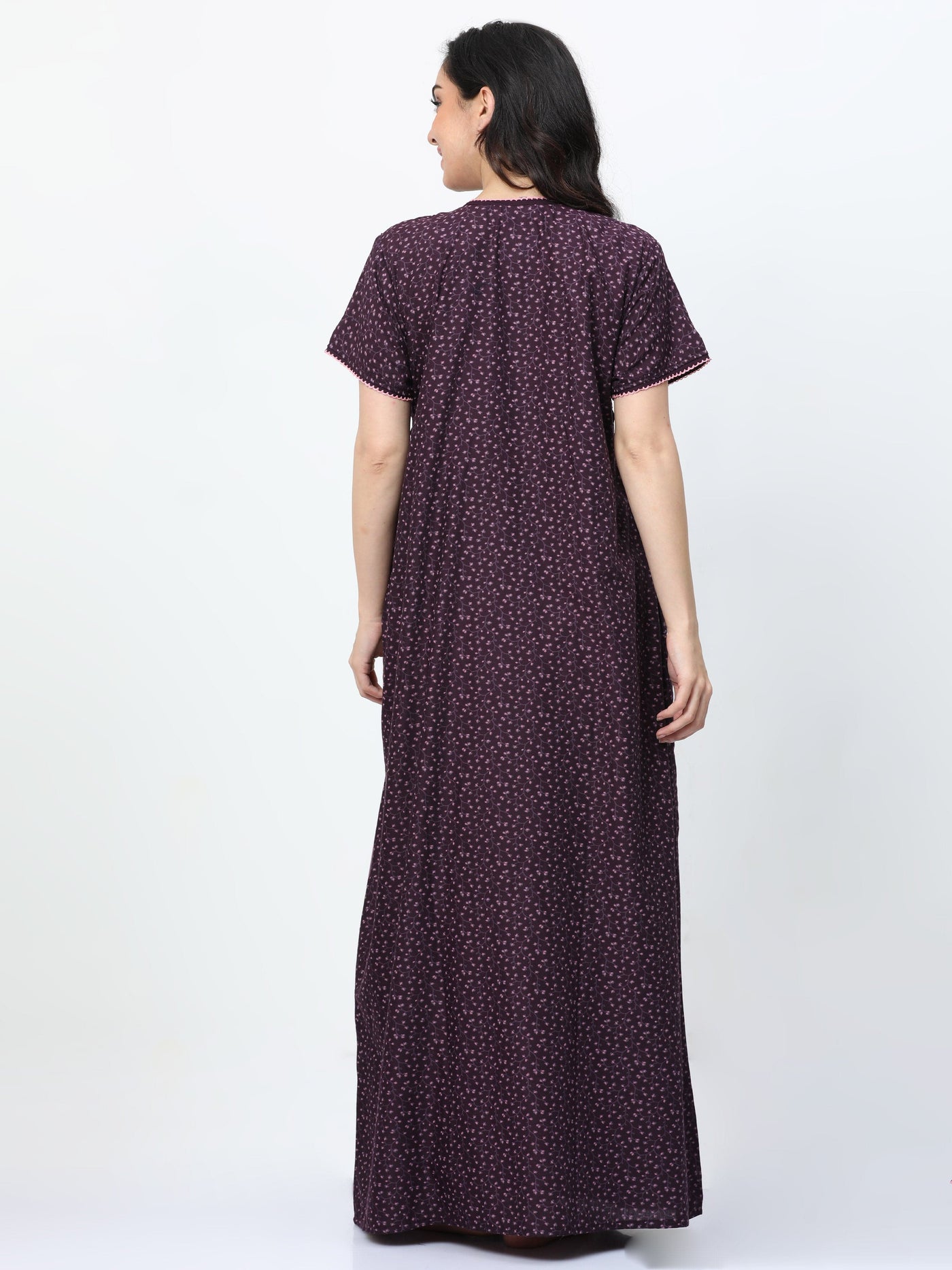 Polyester Viscose Designer Nighty Wine