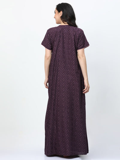 Polyester Viscose Designer Nighty Wine