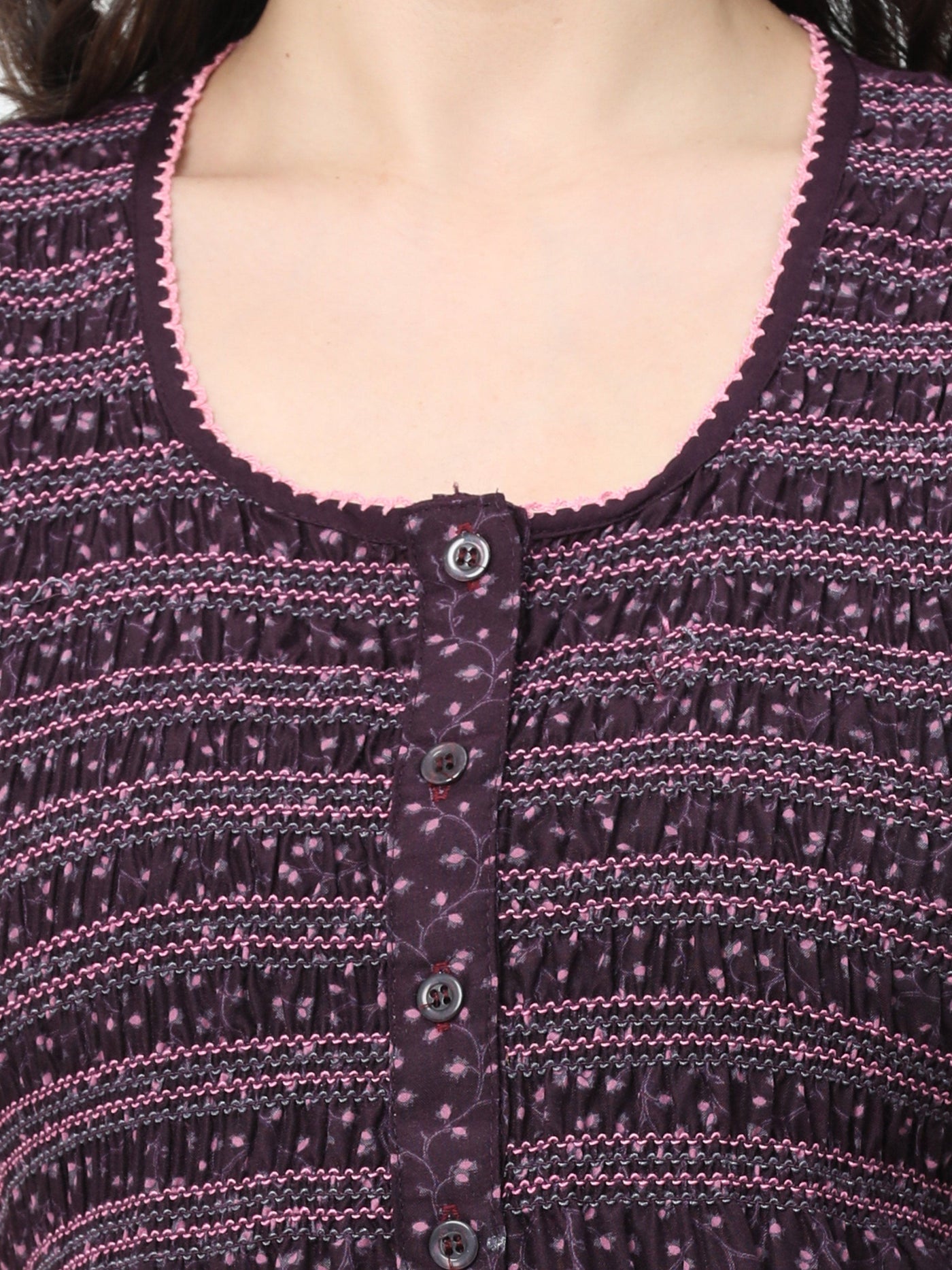 Polyester Viscose Designer Nighty Wine