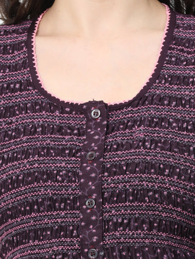 Polyester Viscose Designer Nighty Wine