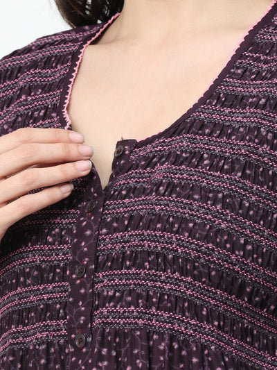 Polyester Viscose Designer Nighty Wine
