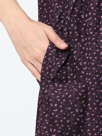 Polyester Viscose Designer Nighty Wine