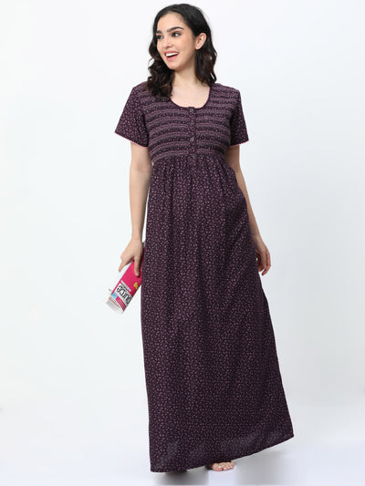 Polyester Viscose Designer Nighty Wine