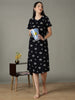 Black Dot Printed Cotton Short Nighty for Women Soft Comfort