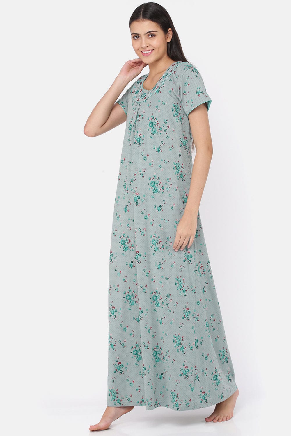  Cotton Blend Nighty  Buy Green Hosiery Cotton Multipurpose Long Maxi Nighty- 9shines label 