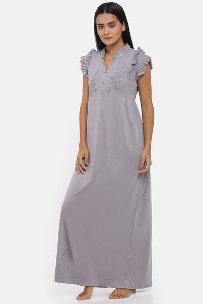 Cotton Blend Designer Nighty Silver