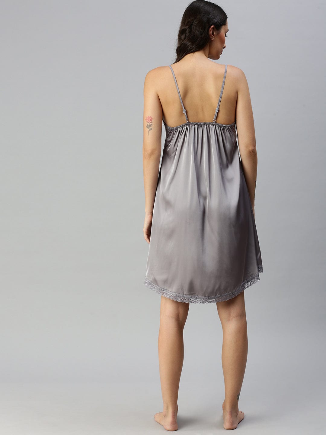 Satin luxury Short robe with Short Gown | Sliver