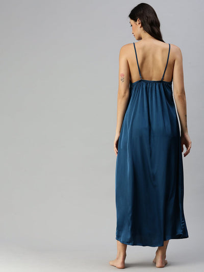 Satin luxury robe with Long Gown | Turquoise Blue