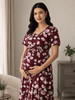 Wine Petal Pregnancy Friendly Hosiery Cotton Nightdress