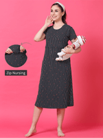 Hosiery Cotton Maternity Nighty Navy Blue