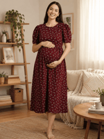 Berry Hearts Floral Feeding Friendly Short Maternity Nighty