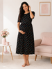 Black Sweetheart Floral Hosiery Cotton Short Maternity Nighty