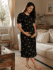 Midnight Blossom Floral Hosiery Cotton Short Maternity Nighty