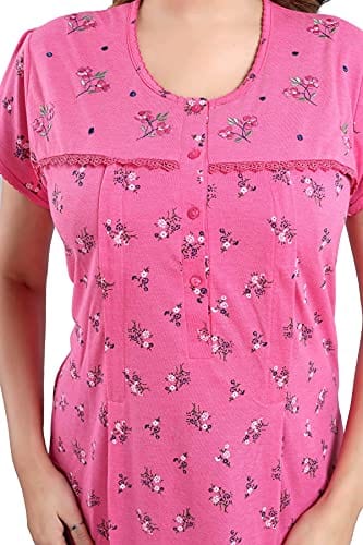 Cotton Blend Maternity Nighty | Pink Square