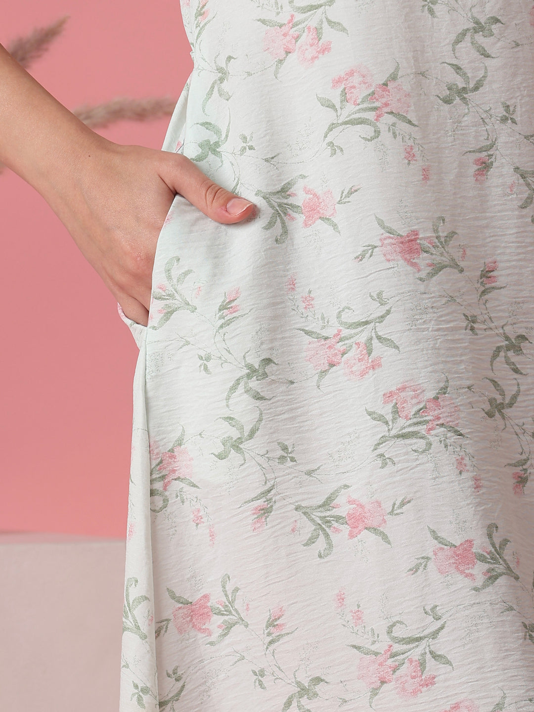 A Line Bamboo Feel Short Nightdress with Back Tie Up Detail