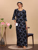 Long Rayon Nightdress with Floral Prints and 3/4 Sleeves