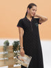 Cotton Blend Collar Nighty Black & Pink