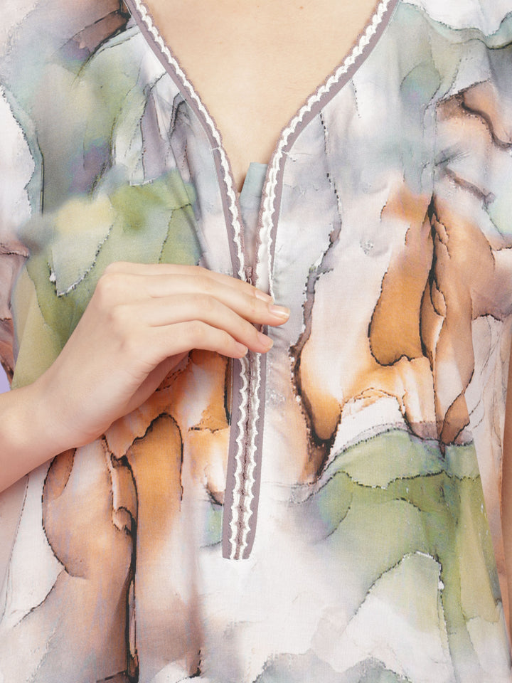 Marble India Print Rayon Nighty for Women in Nighties