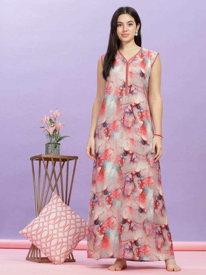 Marble Cherry Sleeveless Maxi Dress for Women Online