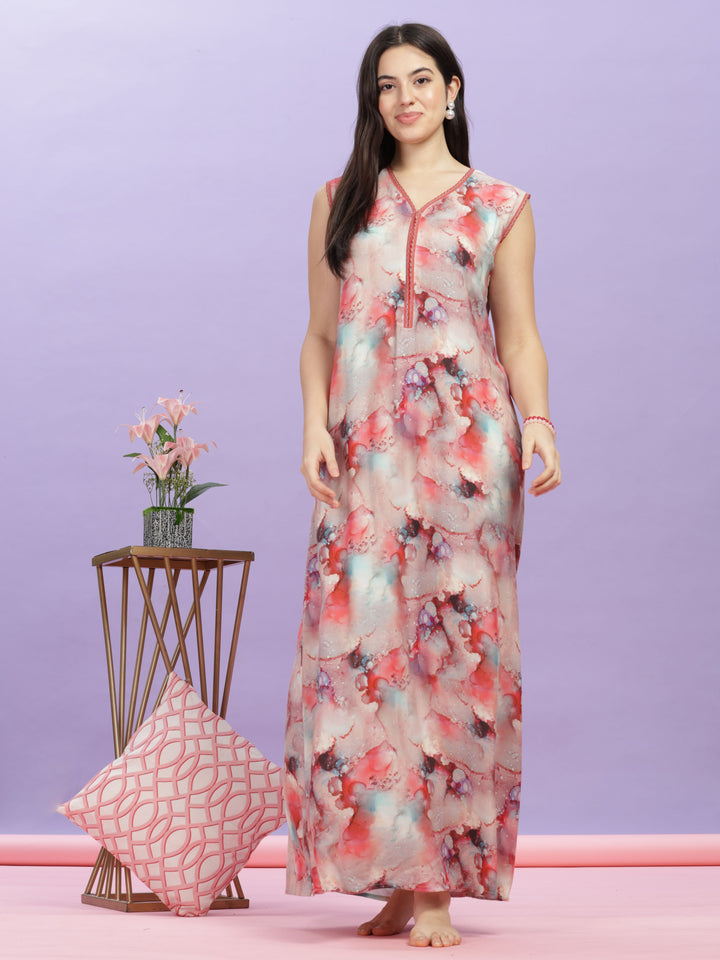 Marble Cherry Sleeveless Maxi Dress for Women Online