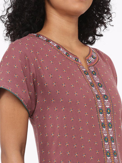 Alpine Designer Flower Brown Nighty