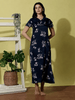 Navy Blue Satin Designer Nighty for Women Soft and Luxurious