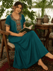 Raatrani Heritage Teal Alpine Embroidered A Line Nighty for Women