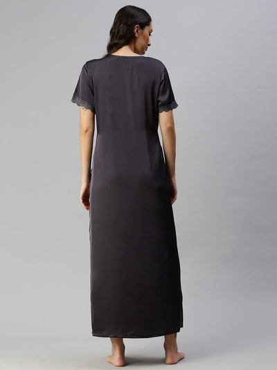 Satin luxury robe with Long Gown | Black