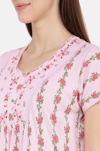 Cotton Blend Designer Nighty Lilly Pink