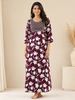 Luxurious Purple Jaipuri Cotton Nighty Embroidered Patch