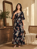Rayon Garden Floral Designer Night Dress with Button Yoke and Pocket