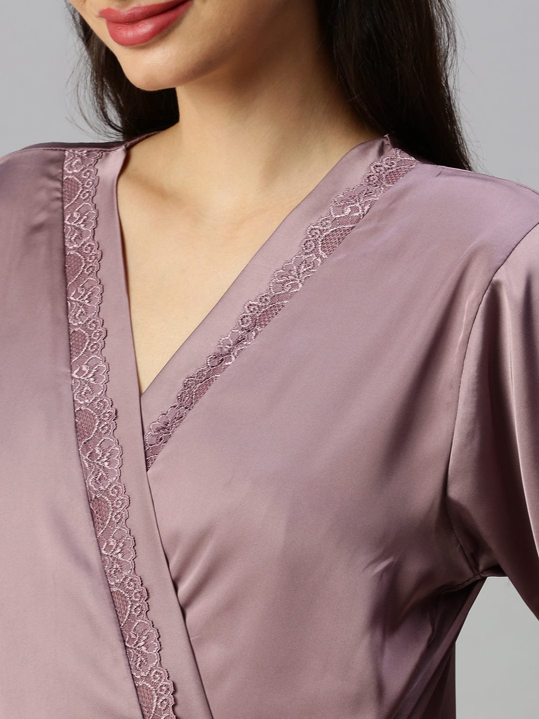 Satin luxury robe with Long Gown | Light Purple