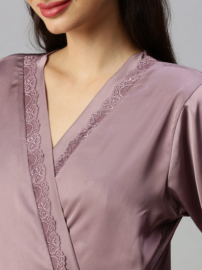 Satin luxury robe with Long Gown | Light Purple