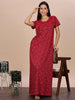 Elegant Red Floral Night Dress for Women Full Length