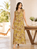 Saheli Alpine Blush Yellow A Line Maxi Nighty with Pocket