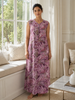 Alpine Mauve Oversized Floral Print Sleeveless Designer Nighty