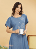 Sky Blue Cotton Embroidered Maxi Nighty | Comfort & Style Combined
