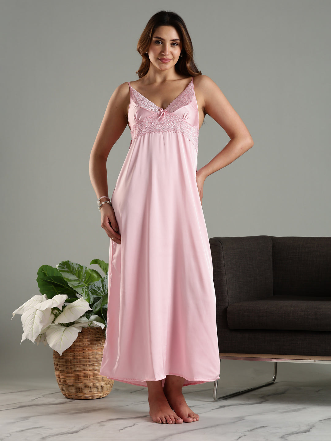 Lavishing Satin Nightwear Set for Women Long Robe Online