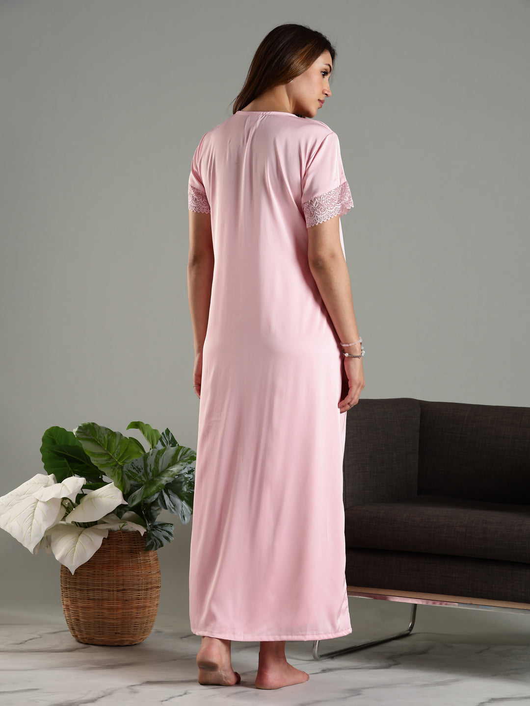 Lavishing Satin Nightwear Set for Women Long Robe Online