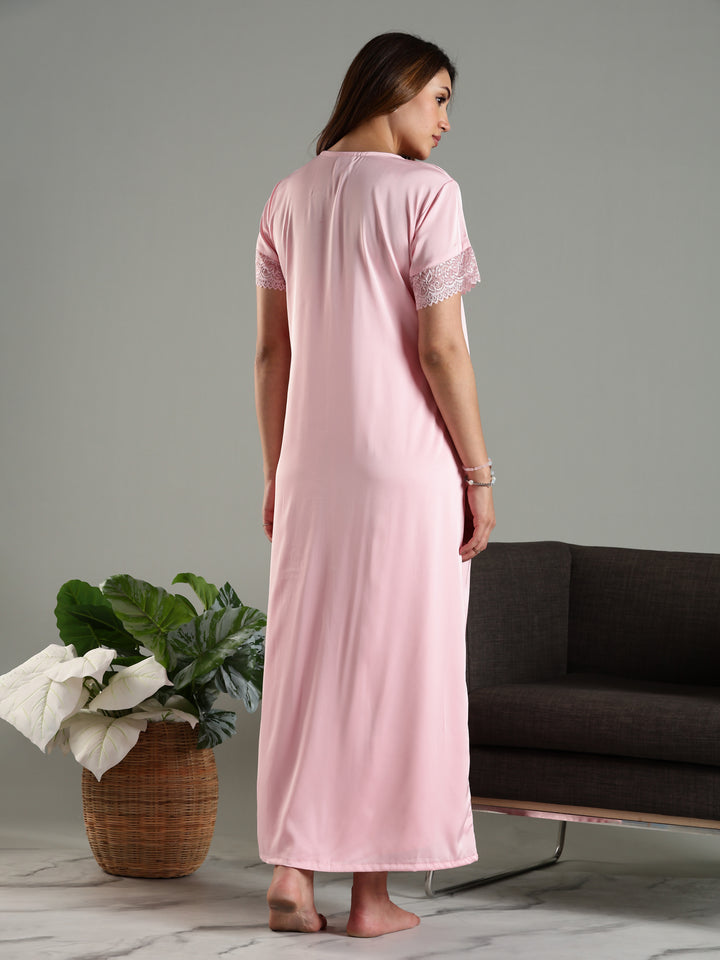 Lavishing Satin Nightwear Set for Women Long Robe Online