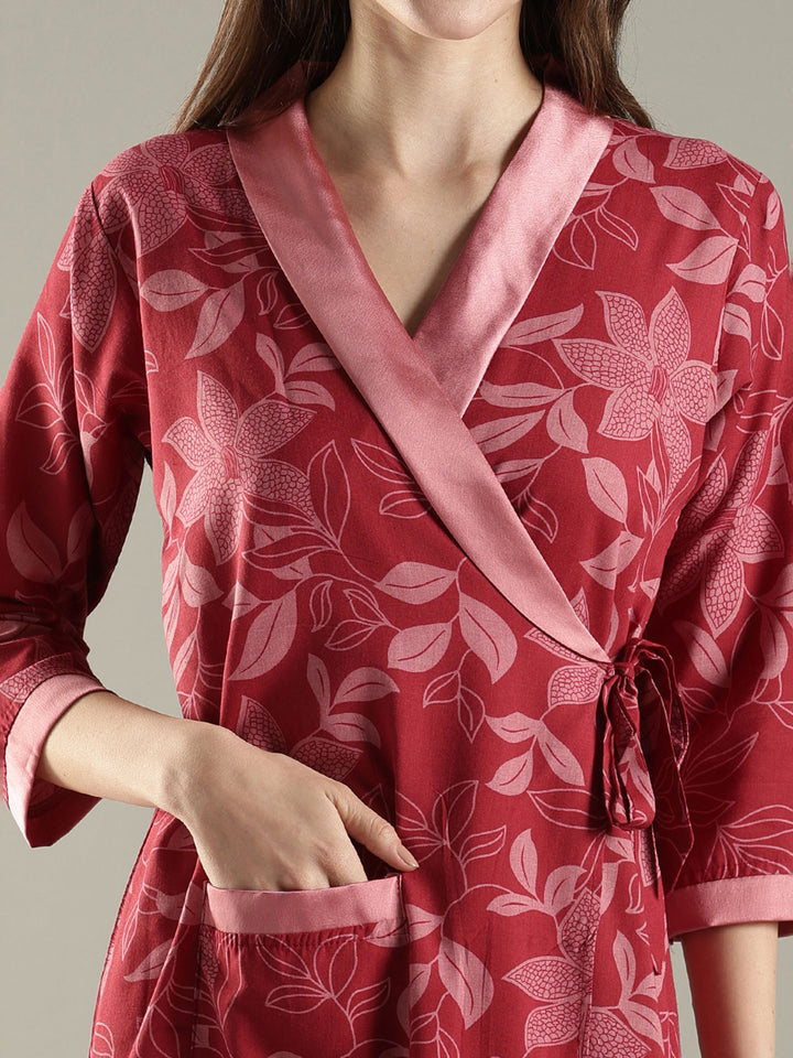 Floral Wrap Style House Coat for Women in Soft Viscose Blend