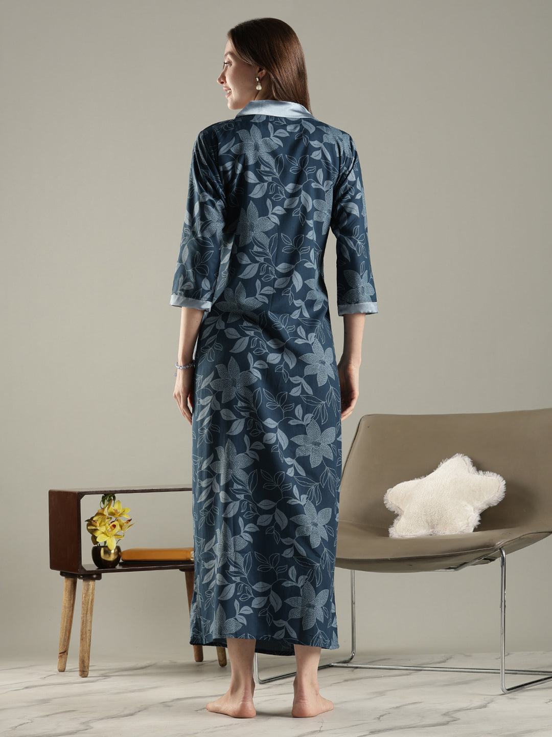 Soft Floral Wrap House Coat for Women in Lightweight Viscose