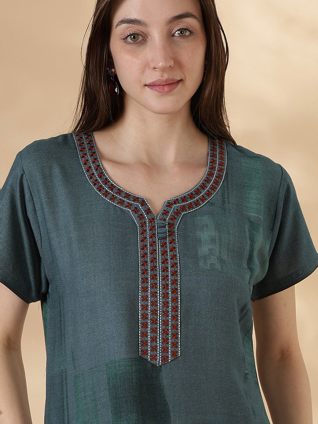 Alpine Floral Nightdress for Women A Line Lagoon