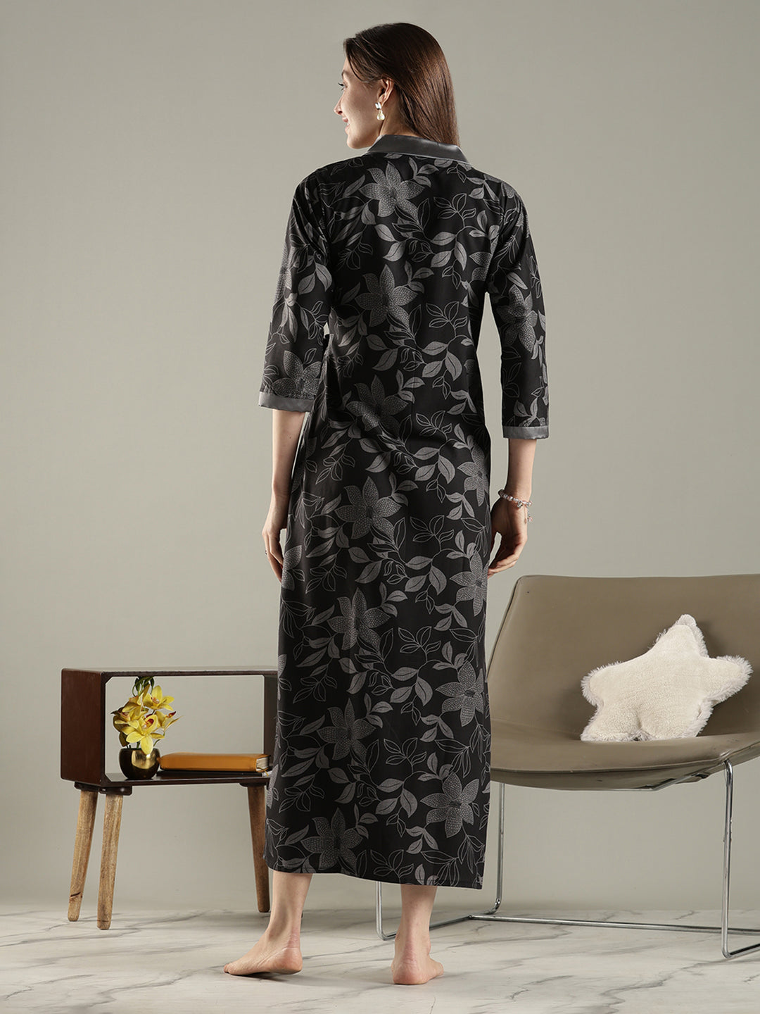 Wrap Style Floral House Coat for Women in Breathable Viscose