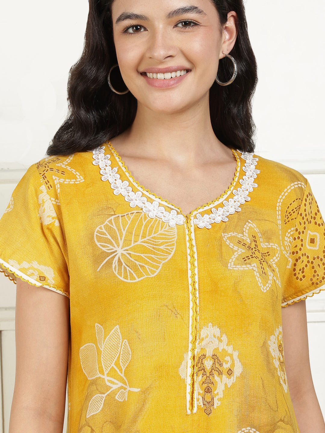Bahaar Marigold Alpine Nightdress for Women A Line Fit